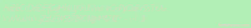 NotehandleftyItalic Font – Pink Fonts on Green Background