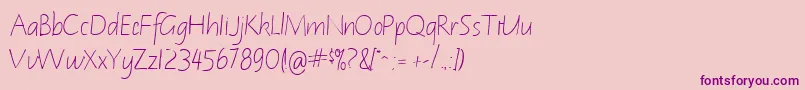 NotehandleftyItalic Font – Purple Fonts on Pink Background