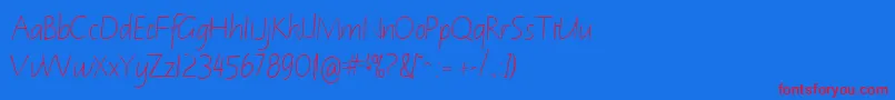 Шрифт NotehandleftyItalic – красные шрифты на синем фоне