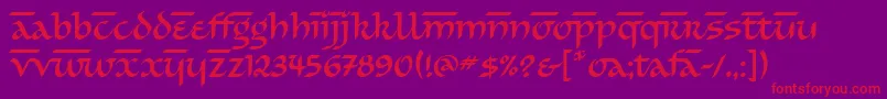 SimranitcTt-Schriftart – Rote Schriften auf violettem Hintergrund