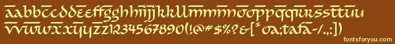 SimranitcTt-Schriftart – Gelbe Schriften auf braunem Hintergrund