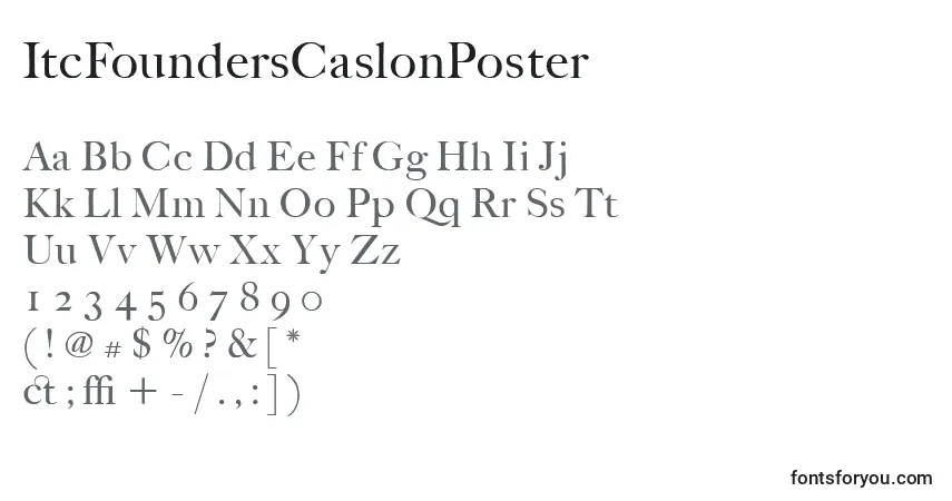 Schriftart ItcFoundersCaslonPoster – Alphabet, Zahlen, spezielle Symbole