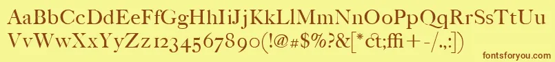 Saiba mais sobre a fonte ItcFoundersCaslonPoster Fonte ItcFoundersCaslonPoster – fontes marrons em um fundo amarelo