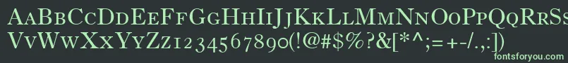 フォントOldStyle7SmallCapsOldStyleFigures – 黒い背景に緑の文字