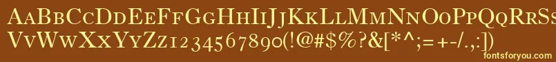 OldStyle7SmallCapsOldStyleFigures Font – Yellow Fonts on Brown Background