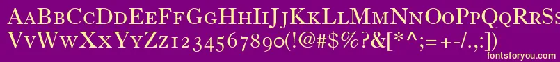 OldStyle7SmallCapsOldStyleFigures Font – Yellow Fonts on Purple Background