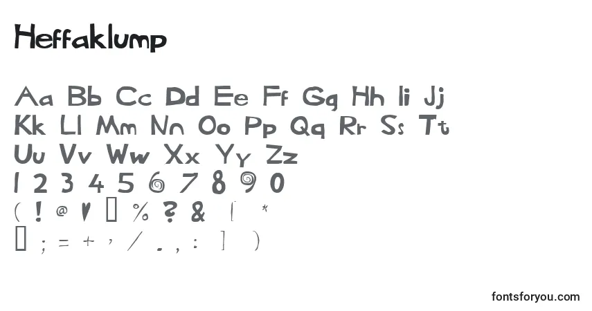 Czcionka Heffaklump – alfabet, cyfry, specjalne znaki