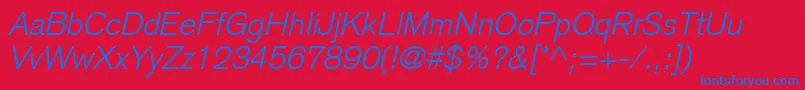 BasiccommercialLtLightItalic Font – Blue Fonts on Red Background