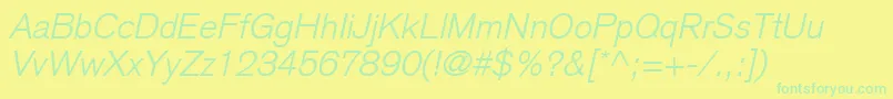 BasiccommercialLtLightItalic Font – Green Fonts on Yellow Background