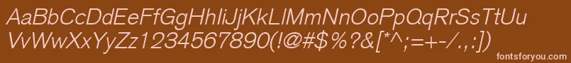 BasiccommercialLtLightItalic Font – Pink Fonts on Brown Background