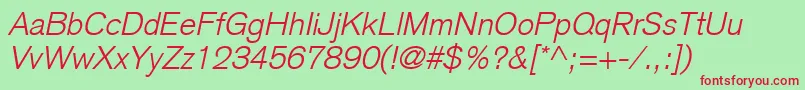 BasiccommercialLtLightItalic Font – Red Fonts on Green Background