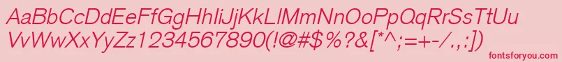 BasiccommercialLtLightItalic Font – Red Fonts on Pink Background