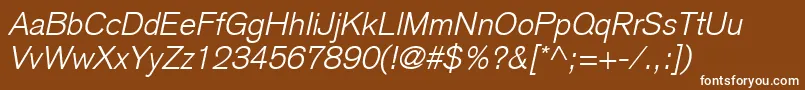 BasiccommercialLtLightItalic Font – White Fonts on Brown Background