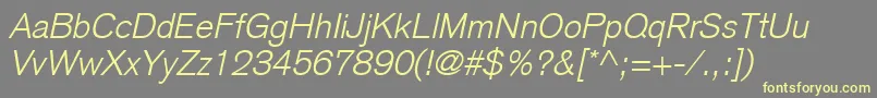BasiccommercialLtLightItalic Font – Yellow Fonts on Gray Background