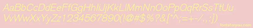 BasiccommercialLtLightItalic Font – Yellow Fonts on Pink Background