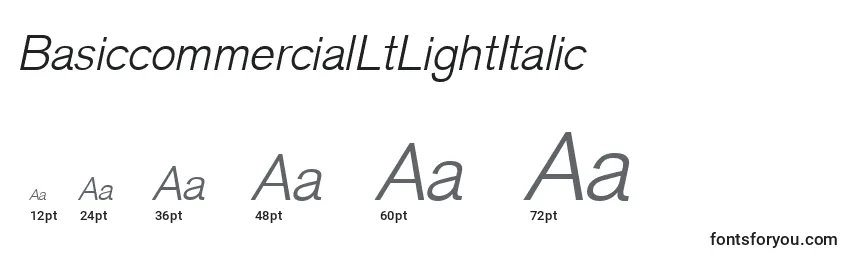 Размеры шрифта BasiccommercialLtLightItalic