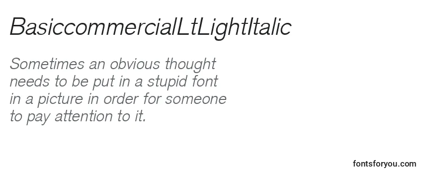 BasiccommercialLtLightItalic Font