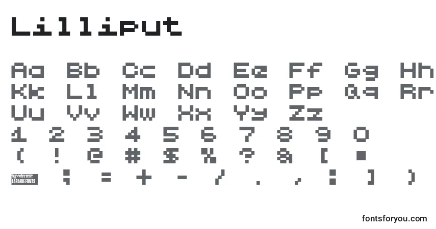 Schriftart Lilliput – Alphabet, Zahlen, spezielle Symbole