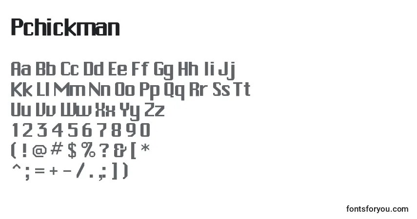 Pchickmanフォント–アルファベット、数字、特殊文字