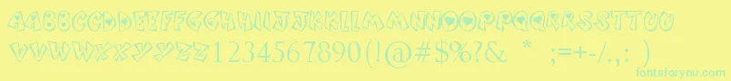 SoundHeart-Schriftart – Grüne Schriften auf gelbem Hintergrund