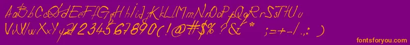 DevilsRejectItalic Font – Orange Fonts on Purple Background