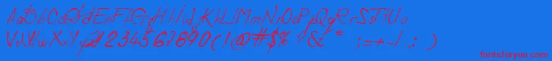 DevilsRejectItalic-Schriftart – Rote Schriften auf blauem Hintergrund