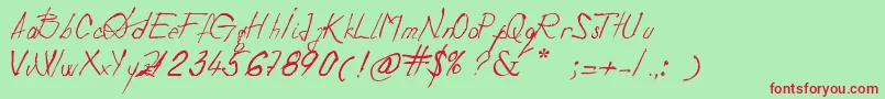 DevilsRejectItalic Font – Red Fonts on Green Background