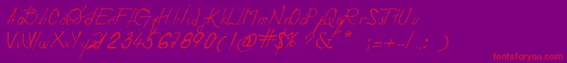 Weitere Informationen zur DevilsRejectItalic-Schriftart DevilsRejectItalic-Schriftart – Rote Schriften auf violettem Hintergrund