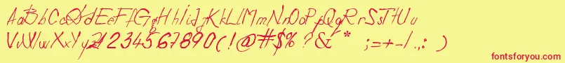 DevilsRejectItalic Font – Red Fonts on Yellow Background