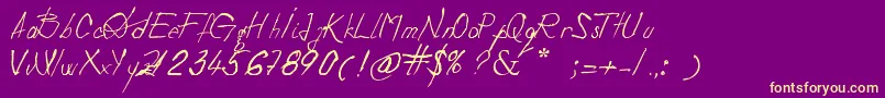 DevilsRejectItalic-Schriftart – Gelbe Schriften auf violettem Hintergrund