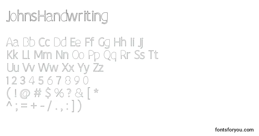 A fonte JohnsHandwriting – alfabeto, números, caracteres especiais