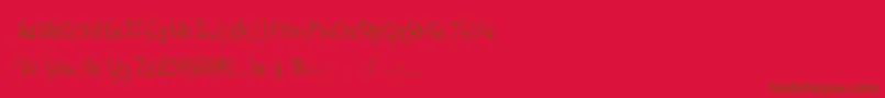 Więcej informacji o czcionce BmdHazelGrace Czcionka BmdHazelGrace – brązowe czcionki na czerwonym tle