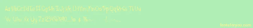 BmdHazelGrace-fontti – keltaiset fontit vihreällä taustalla
