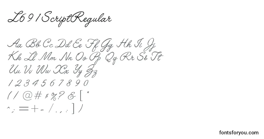 Schriftart L691ScriptRegular – Alphabet, Zahlen, spezielle Symbole