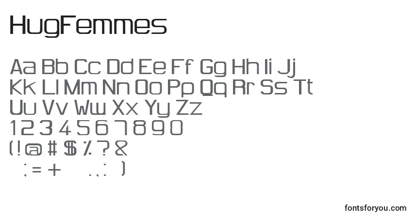 Schriftart HugFemmes – Alphabet, Zahlen, spezielle Symbole