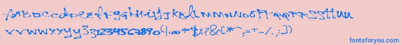 フォントVtksPersonal – ピンクの背景に青い文字