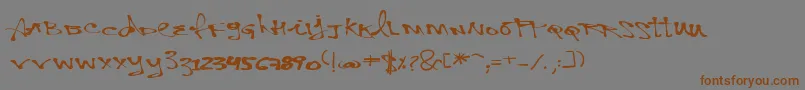 フォントVtksPersonal – 茶色の文字が灰色の背景にあります。