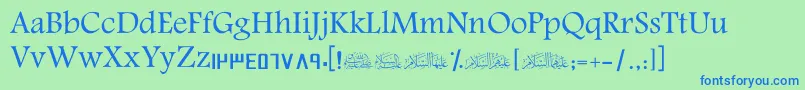 ScAmeen Font – Blue Fonts on Green Background