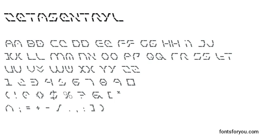 Schriftart Zetasentryl – Alphabet, Zahlen, spezielle Symbole