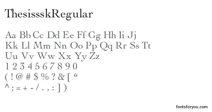 A fonte ThesissskRegular – alfabeto, números, caracteres especiais