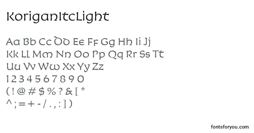 Schriftart KoriganItcLight – Alphabet, Zahlen, spezielle Symbole