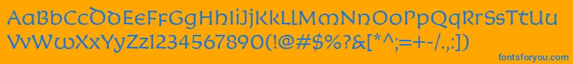 KoriganItcLight Font – Blue Fonts on Orange Background