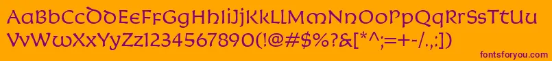 KoriganItcLight Font – Purple Fonts on Orange Background