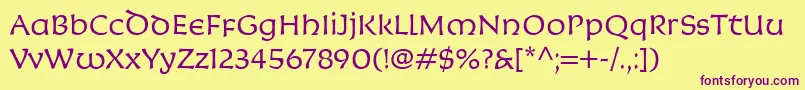 KoriganItcLight Font – Purple Fonts on Yellow Background