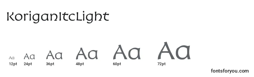 Размеры шрифта KoriganItcLight