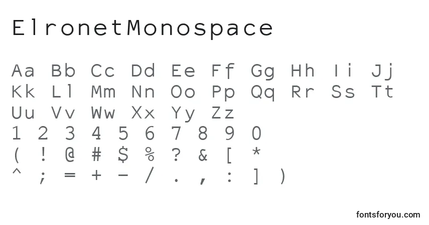Police ElronetMonospace - Alphabet, Chiffres, Caractères Spéciaux