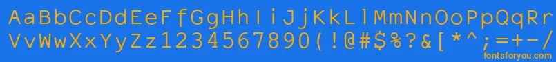 フォントElronetMonospace – オレンジ色の文字が青い背景にあります。