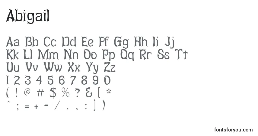 Шрифт Abigail – алфавит, цифры, специальные символы