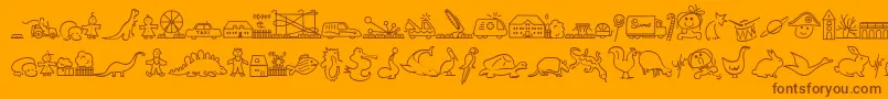 Fonte LokinderdingsbumsRechts – fontes marrons em um fundo laranja