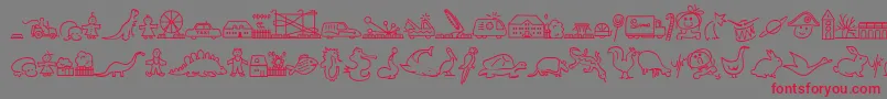 LokinderdingsbumsRechts-Schriftart – Rote Schriften auf grauem Hintergrund